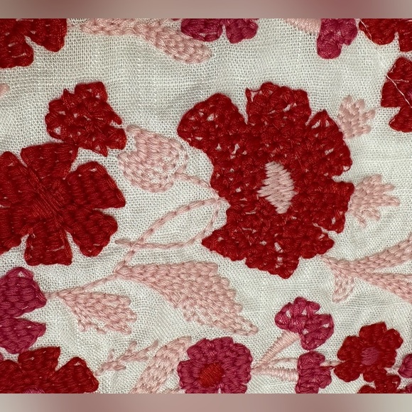 Solitaire Summer Red and White Boxy Embellished Blouse - Picture 7 of 13